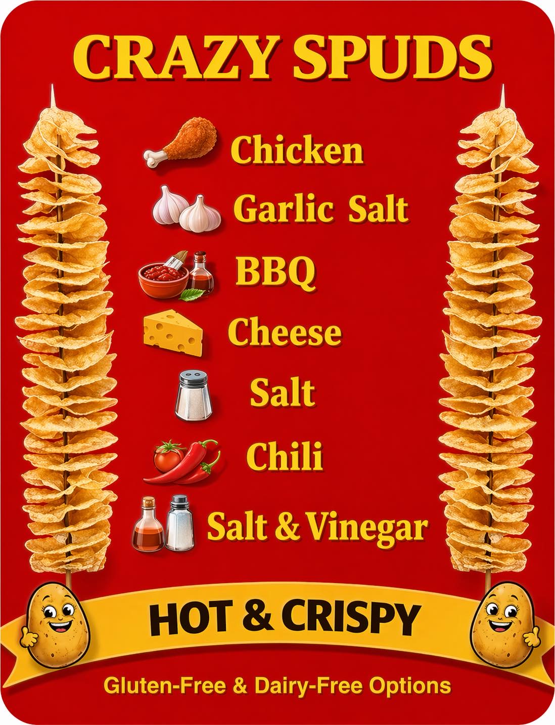 Crazy Spuds flavours